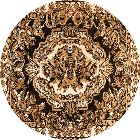 Ahgly Company Indoor Round Medallion Orange French Area Rugs, 3' Round