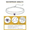 thumbnail image 6 of KeyStyle Heart Birthstone Anklets for Women Stainless Steel Adjustable Anklets Bracelets for Summer Beach Pool Parties, Mother's Day Jewelry Valentine's Day Gift for Wife, 6 of 11