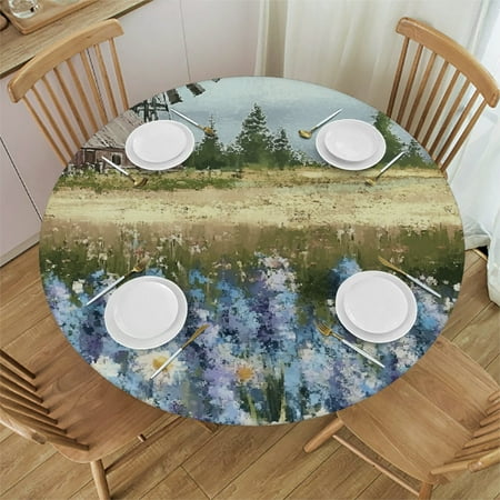 

Patifu Windmill Flowers Farm Round Tablecloth Stain-Resistant Washable for Indoor Outdoor Restaurants Weddings Parties Home Decor 38 -42