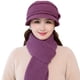 thumbnail image 1 of Sonducket Gorros cálidos de invierno para mujer, bufanda de moda portátil, gorro cómodo, mitones de punto, tocados cálidos, informales para Sombreros Morado oscuro, 1 of 5