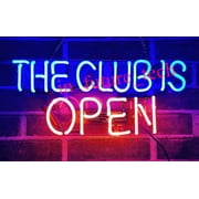 Queen Sense 14" The Club Is Open Neon Sign Acrylic Man Cave Handmade Neon Light 114TCIOA2