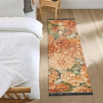 Elegant Orange Floral Bedroom Runner Rug 2'x 6' Non Slip Carpet Indoor Home Area Rug Living Room