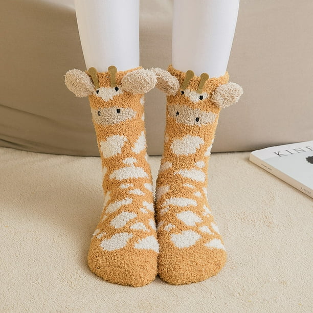 Teddy Bear Socks, Warm Cute Fuzzy Non Slip Animal Socks for Women, 1 Pair,  Brown Bear, One Size : : Clothing, Shoes & Accessories