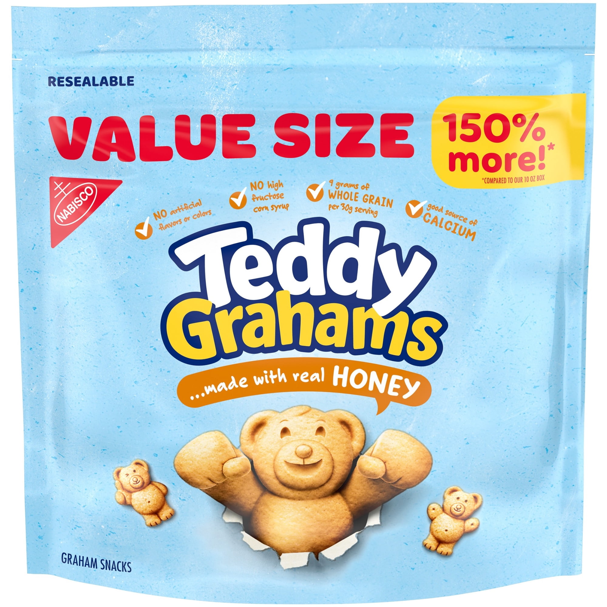 TEDDY GRAHAMS Honey Graham Snacks, Value Size, Kids Snacks, 25 oz