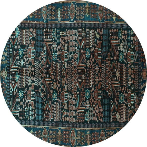 Ahgly Company Indoor Round Persian Light Blue Traditional Area Rugs, 8' Round