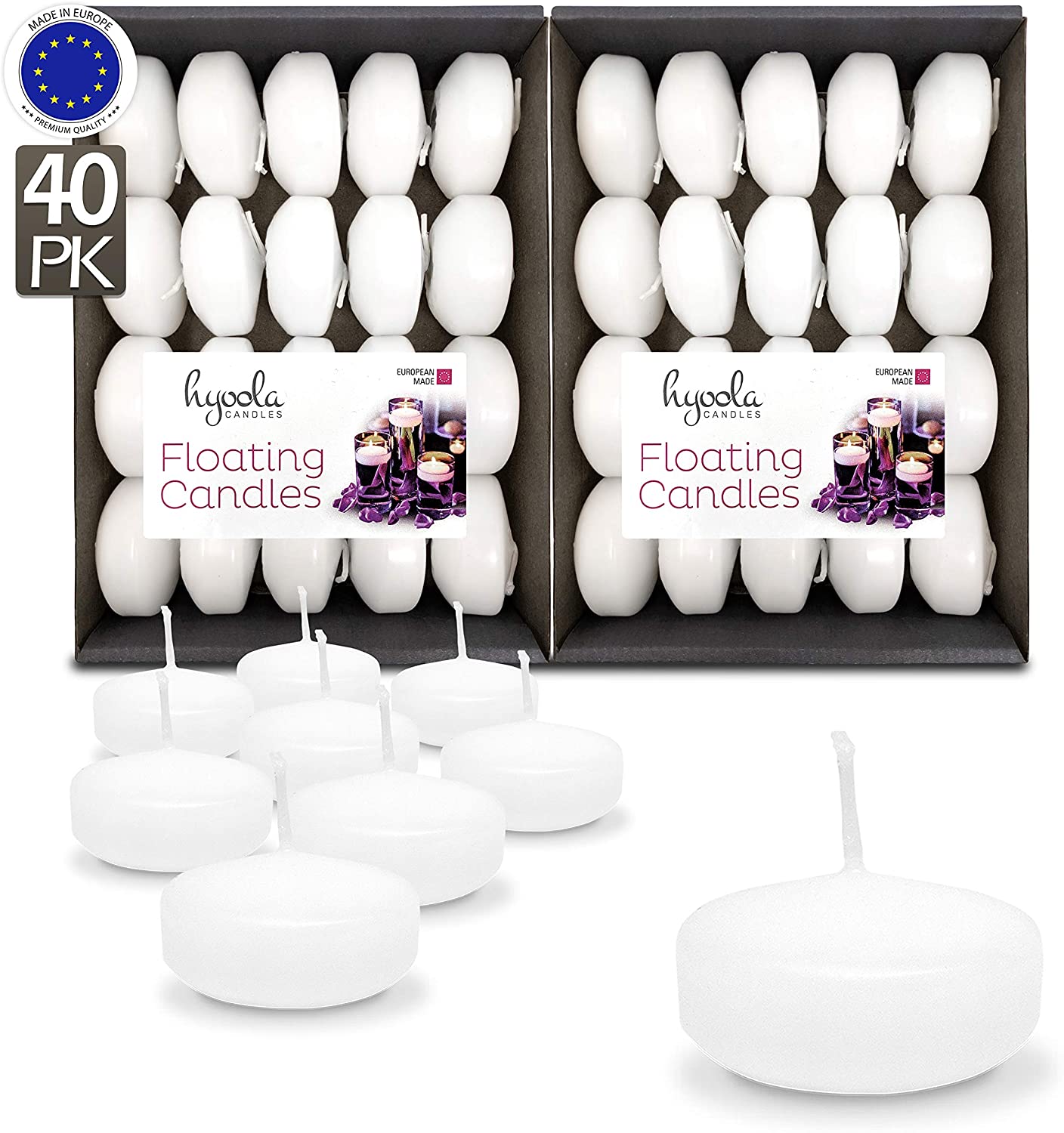 Hyoola 1.75 Inch Unscented Round Floating Candles for Wedding White 3
