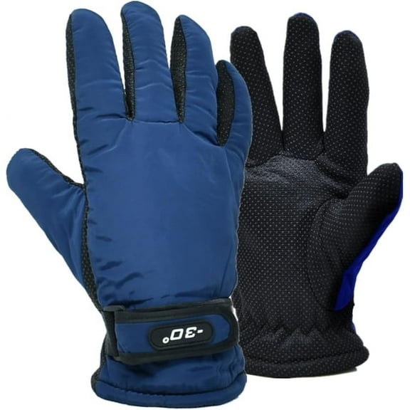 Men's Winter Water Resistant Easy Grip Fleece Thermal Skiing Work Gloves Mittens Blue