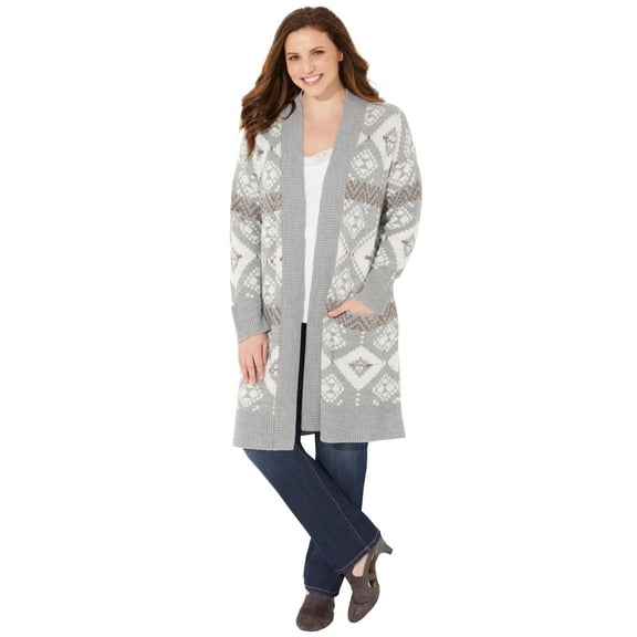 Catherines Women's Plus Size Classic Fair Isle Coatigan