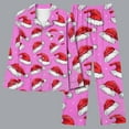 thumbnail image 2 of Lorytime Christmas Pajamas Sets for Women Santa Hat Long Sleeved Collared Tops Elastic Waist Pants Holiday Sleepwear, 2 of 5