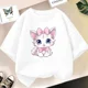 thumbnail image 3 of Camiseta de algodón con estampado de gato o perro para niñas, ropa de verano vintage kawaii, camisetas de manga corta, 3 of 5