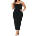 thumbnail image 1 of GRACE & GRANDEUR Vestido Cami de Talla Grande para Mujeres, Sin Mangas, Con Tirantes Espagueti, Vestidos Maxi 2X Negro, 1 of 1