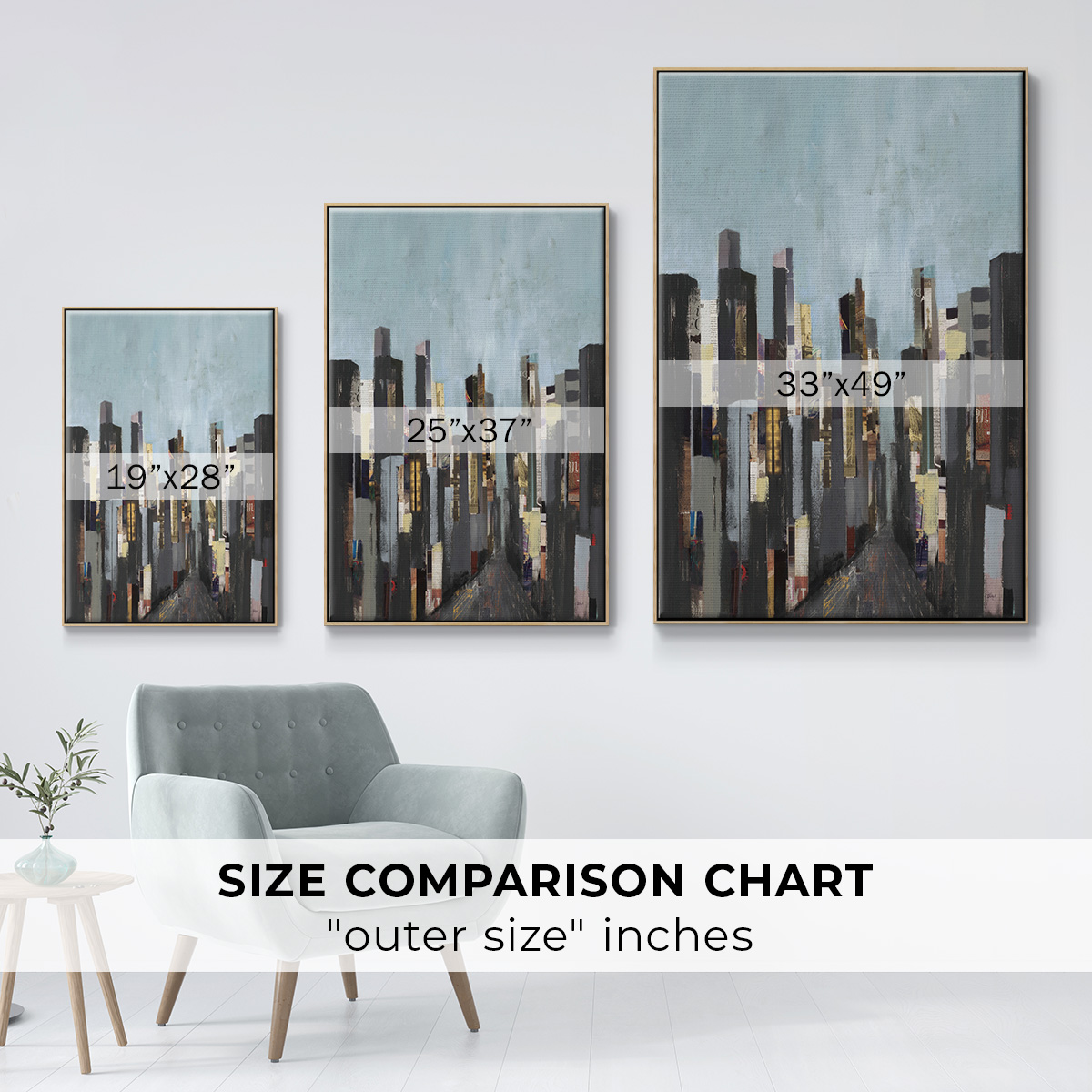 City Beat Framed Premium Gallery Wrapped Canvas - Ready to Hang - 25 x 37 - Natural Wood Floating Frame