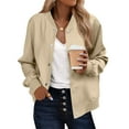 thumbnail image 2 of ClodeEU Women's Cropped Jacket,Long Sleeve Button Lightweight Jacket,Casual Trendy Outwear Beige,Womens Plus XXL, 2 of 8