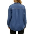 thumbnail image 3 of INSPIRE CHIC Women's Denim Long Sleeve Button Down with Pockets Jean Jacket Shirts S Blue, 3 of 5