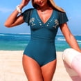 thumbnail image 6 of BOBOGOJP Women's One Piece Swimsuits Tummy Control Bathing Suit 2026 Petal Cutout Swim Suit Ruffle V Neck Swimwear Navy for Size XL, 6 of 8