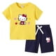 thumbnail image 3 of Hello Kitty-Camiseta de algodón con estampado de dibujos animados para niños y niñas, traje de dos piezas con pantalones de manga corta, verano, 3 of 5