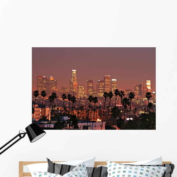 Los Angeles Skyline Wall Mural Decal by Wallmonkeys Vinyl Peel and ...