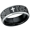 thumbnail image 3 of Jewelry Avalanche Lord's Prayer Tungsten Wedding Band Black & Silver Beveled Edge Tungsten Anniversary Band Polished Finish - #119LPs7.5, 3 of 3