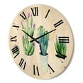 thumbnail image 3 of Designart 'Aloe Vera Cactus Succulent Home Plants In The Pots' Farmhouse Wood Wall Clock, 3 of 5