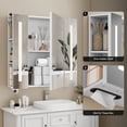 thumbnail image 2 of FULLWATT 27.6"x27.6" Bathroom LED Mirror Medicine Cabinet with Lights, Wall-Mounted w/ Defogger, Dimmable,  Adjustable Shelves, Memory Function, White, 2 of 9