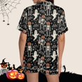 thumbnail image 5 of Halloween Pajamas Sets for Women 2 Piece Satin Pumpkin Print Button Short Sleeve 2 Piece Loungewear Halloween Printed Pajamas for Women, 5 of 5