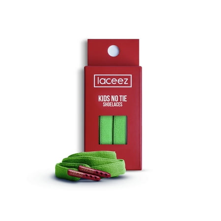 

Laceez No Tie Shoe Laces for Kids Single Pack - Elastic Shoe Laces for Toddlers Sports Shoes Sneakers Comfort & Smart look (Green Medium)