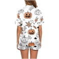 thumbnail image 6 of Halloween Silk Pajamas Women Casual Halloween Print Pajama Short Out Soft Two Piece Women Sleepwear Set White XL, 6 of 7