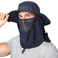 thumbnail image 3 of Fishing Hat for Men & Women, Outdoor UV Sun Protection Wide Brim Hat with Face Cover & Neck Flap - navy blue, 3 of 5