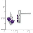 thumbnail image 3 of Primal Silver Sterling Silver Rhodium-plated Amethyst Diamond Earrings, 3 of 4