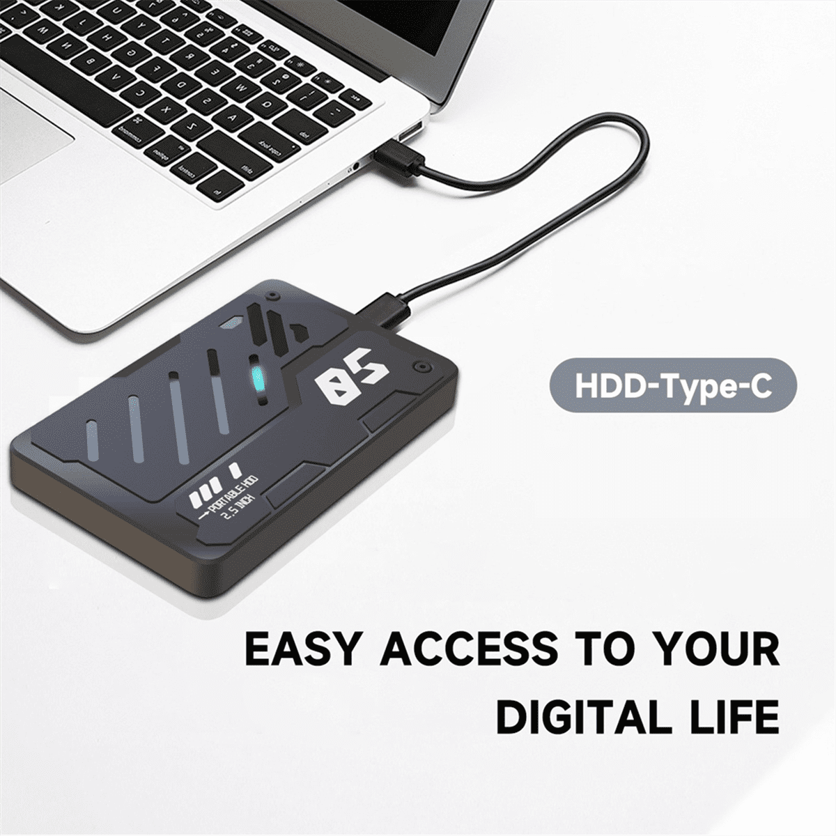 2.5-Inch Portable External Type-C HDD RGB Portable Type-C 2.5Inch Hard Drive Expansion Storage Disk for PC Laptop 500GB