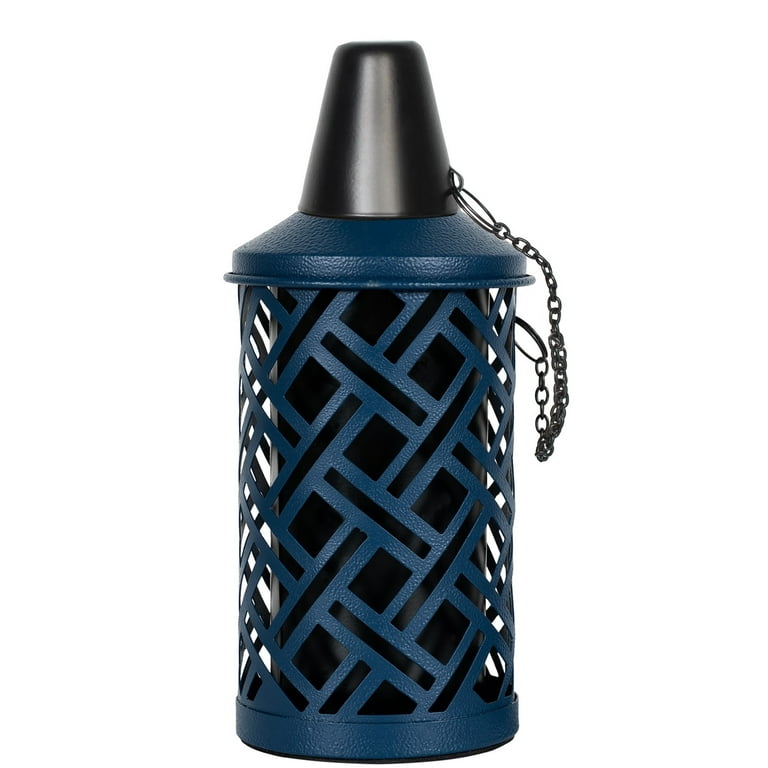 Mainstays Table Torch Citronella Oil Lamp Metal Torch for Indoor and Outdoor (Textured Blue, 1 Pc)