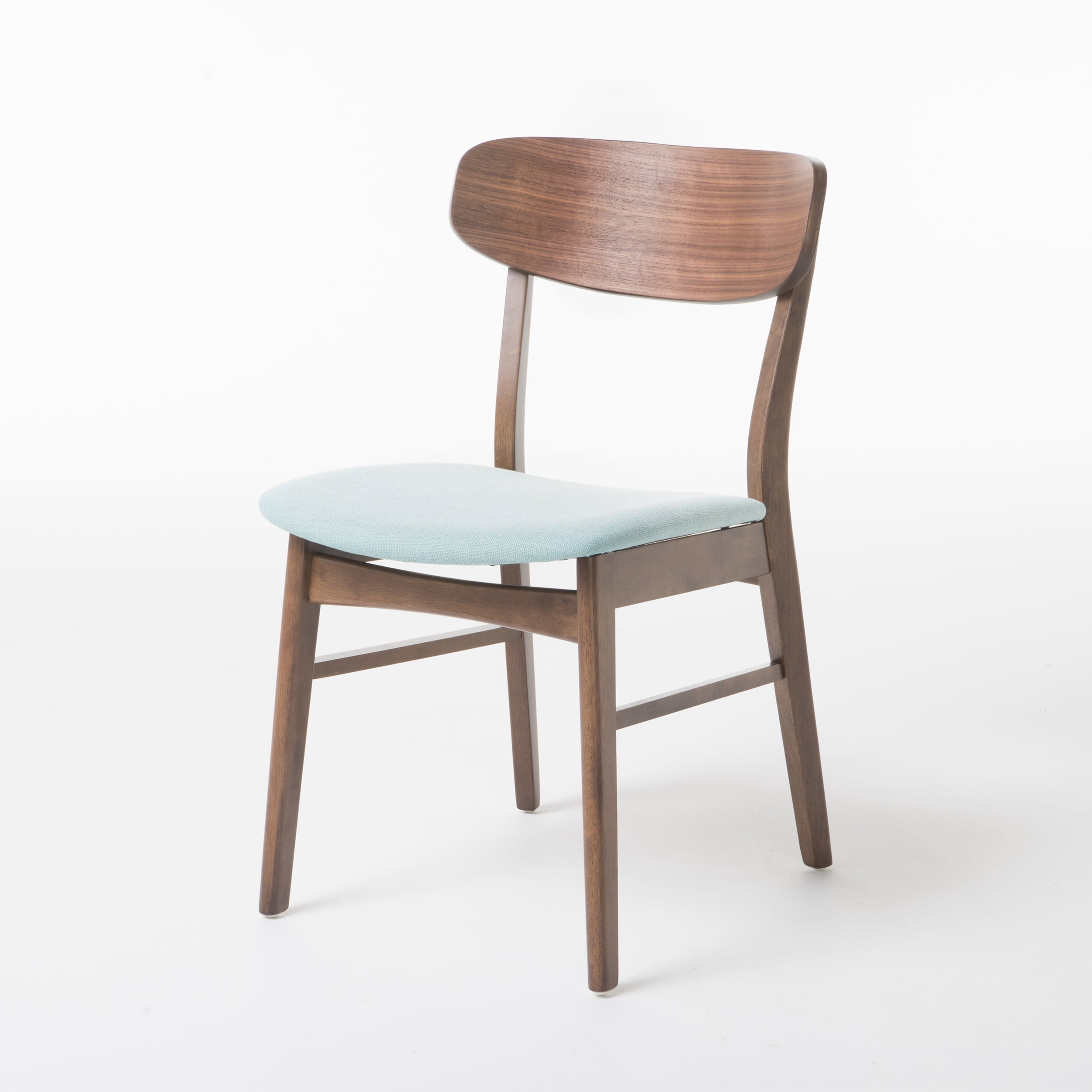 Noble House Lucas Indoor Mint Fabric Walnut Finish Dining Chair, Set of 2