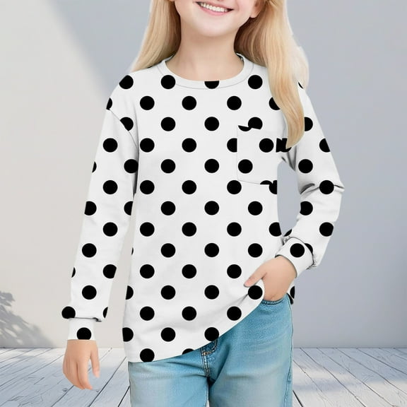 YUNAFFT Girls Long Sleeve Blouse Floral Print Round Neck Cotton-Like Comfort Stretchy Fit Casual Playwear 4-12Y