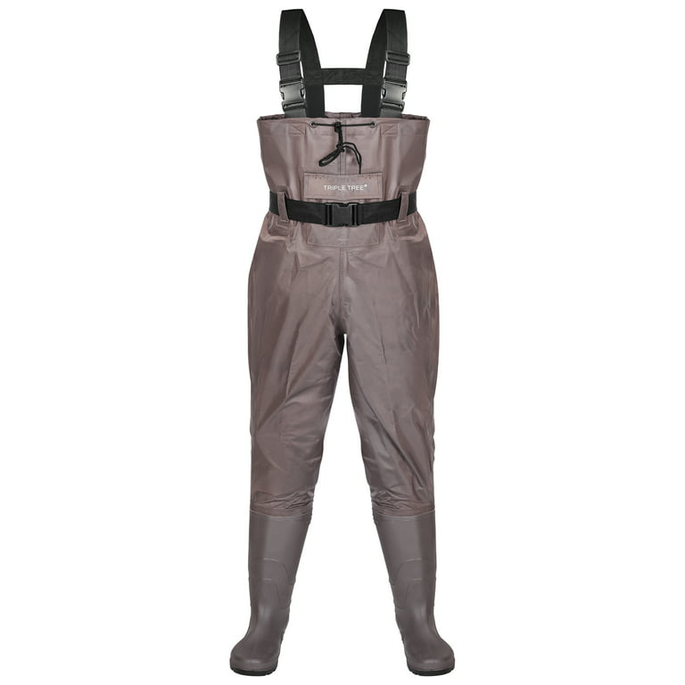 Chest Waders, Fishing Hunting Waders with Non-Slip Boots Unisex, Two-ply  Waterproof Nylon/PVC Bootfoot Wader (Size9-13)