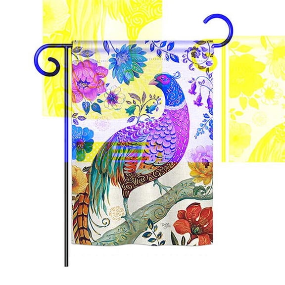 13 x 18.5 in. Suzani Peacock Garden Friends Birds Impressions Decorative Garden Flag