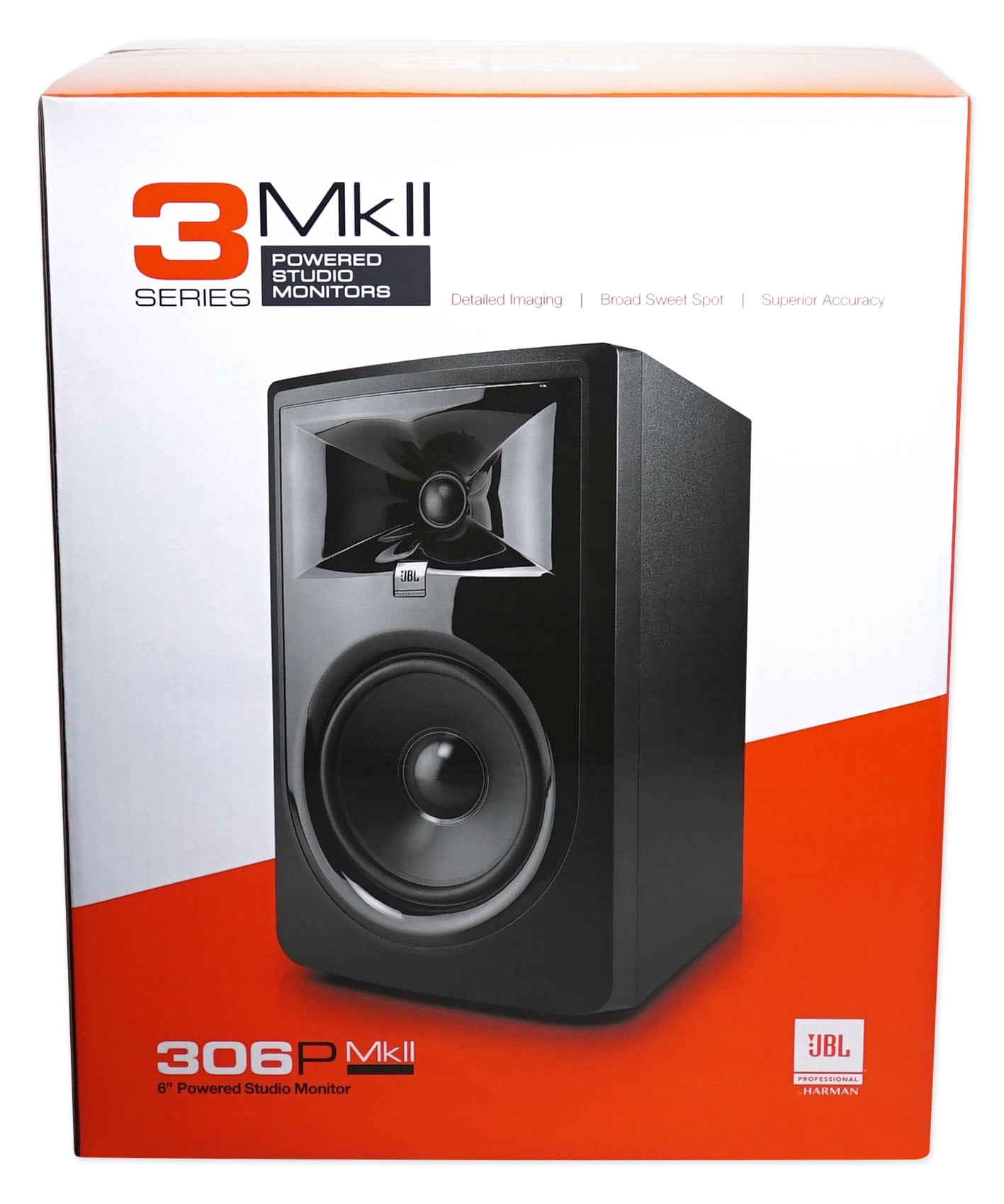 (2) JBL 306P MkII 6" Powered Studio Recording Monitors Speakers+Pads+XLR Cables