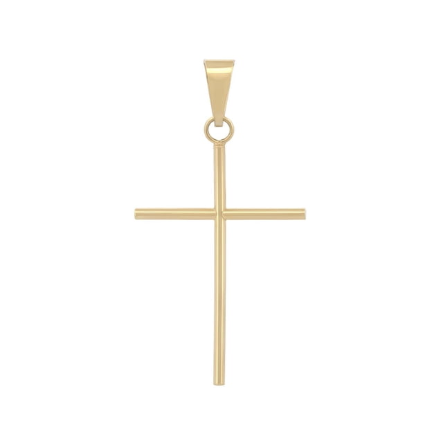 Dije Cruz Tubo Casa del Anillo Oro 10k Amarillo 3 cm