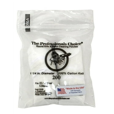The Professionals Choice Round Knit Cleaning Patches 22/.223 Cal/5.56mm 200 pack
