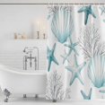 thumbnail image 4 of Teal Coastal Bathroom Shower Curtains with 12 Hooks Polyester Waterproof Shower Curtain for Stalls and Bathtubs Summer Ocean Starafish Shell Corals Decorative Bathroom Privacy Curtain 60x72 Inches, 4 of 4