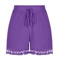 thumbnail image 4 of HaoXianJian Plus Size Women's Summer Casual Shorts Drawstring Waist Wide Leg Ruffle Tiered Shorts Summer Beach Lightweight Short Pants with Pockets 3X 4X 5X, 4 of 5