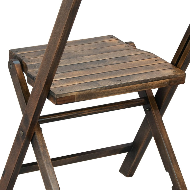 Emma + Oliver Heavy Duty Foldable Slatted Wood Wedding Chair for