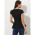 thumbnail image 4 of Blusa peplum Allegra K para mujer color sólido cuello redondo manga casquillo XL, 4 of 5