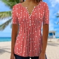 thumbnail image 4 of Camisas De Mujer Camiseta con botones de primavera y verano, camisetas con estampado de puntos a rayas para mujer, tallas grandes (rojo S) Ygjytge para Mujer Rojo T S, 4 of 7