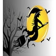 thumbnail image 3 of Halloween Duvet Cover Set, Flying Spooky Smiling Witch Silhouette with Bats and Full Moon, Decorative 3 Piece Bedding Set with 2 Pillow Shams, King Size, Grey Mustard, by Ambesonne, 3 of 3