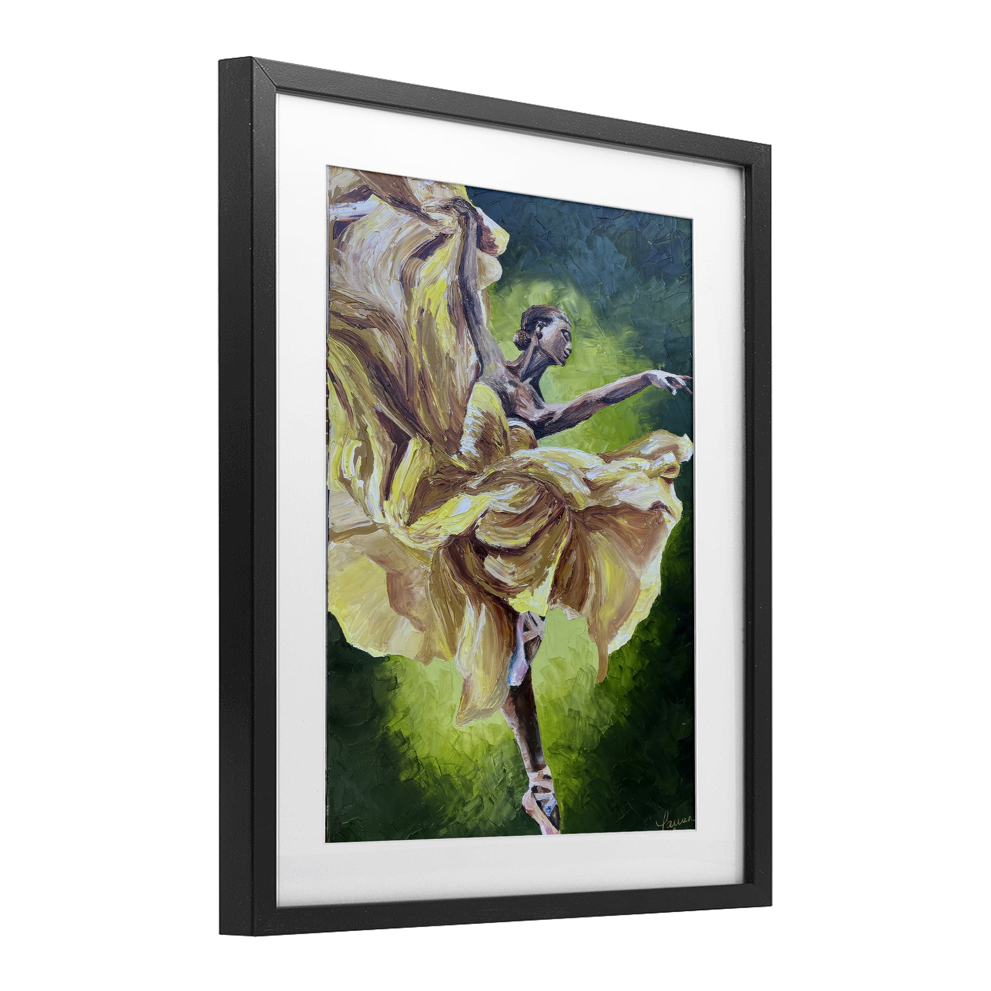 Stupell Industries Primavera Ballet Dancer Black Framed Print Under Glass, design by Lauren Luna
