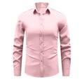thumbnail image 2 of Domuza Men's Long Sleeve Button Up Stretch Dress Shirt Modern Slim Fit Wrinkle-Free Wedding Formal Shirts Pink XS, 2 of 6