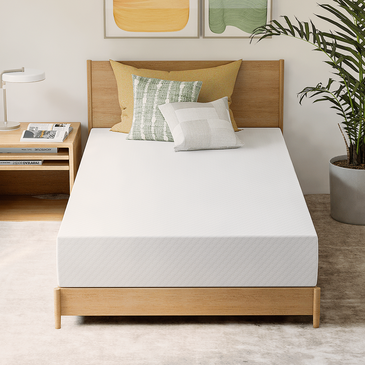 GAESTE 8 Twin Memory Foam Mattress, Cooling Gel, Medium Firm Support, Pressure Relief, Breathable Cover, Mattress in a Box, Adult and Child