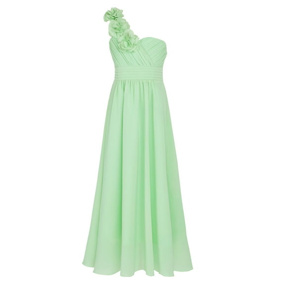 CHICTRY Girls Chiffon Princess Dress One Shoulder Flower Girl Party Ball Gown