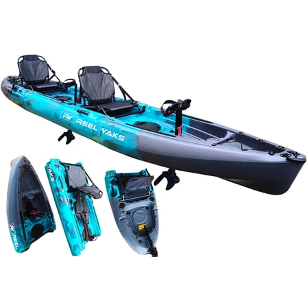 14ft Raptor Tandem or Solo Modular Raptor Prop Drive Pedal Fishing Kayak | 520lbs Capacity | 3 Piece
