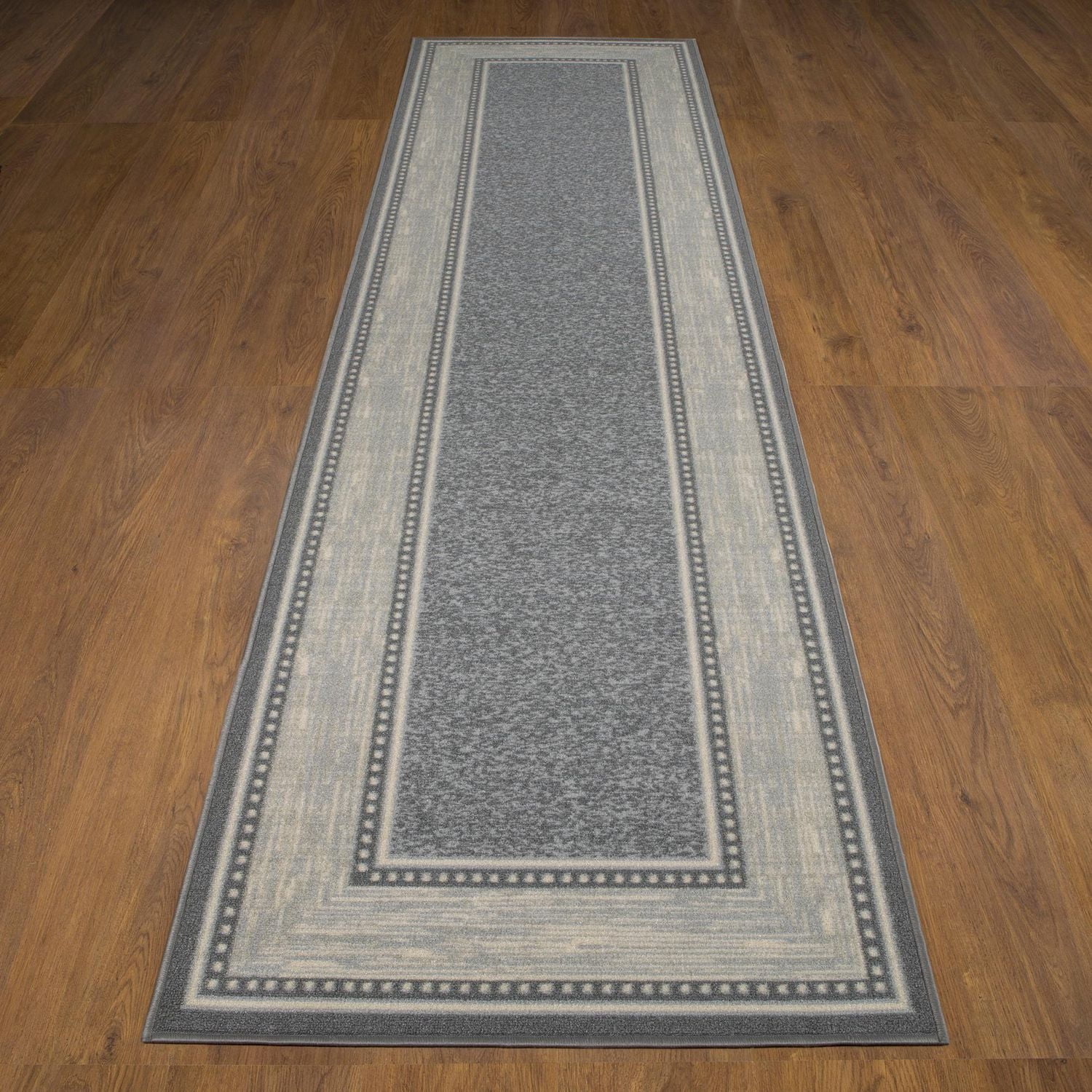Tapis contemporain conception bordée à motif et à sous-couche en caoutchouc de la collection Ottohome